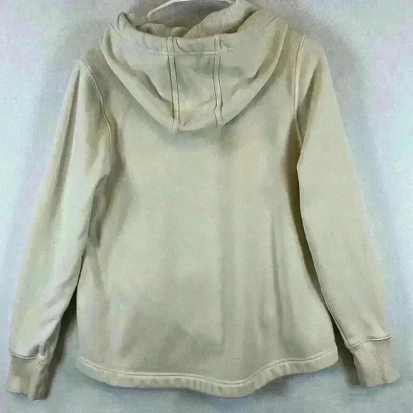 Athleta Women’s 1/4 Zip Hoodie Sweatshirt Size Small Cream Kangaroo Pocket - Picture 2 of 7